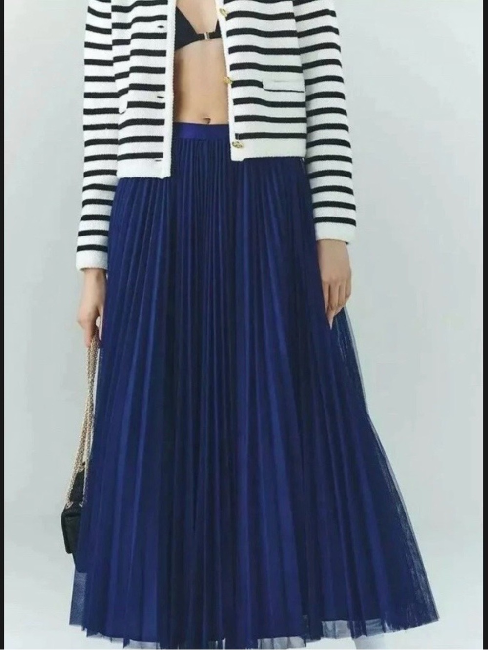 Pleated Maxi Skirt - Navy
